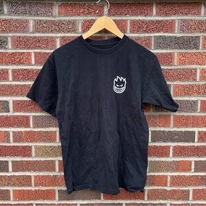 Spitfire Black and White Graphic Back Short Sleeve Tee Shirt